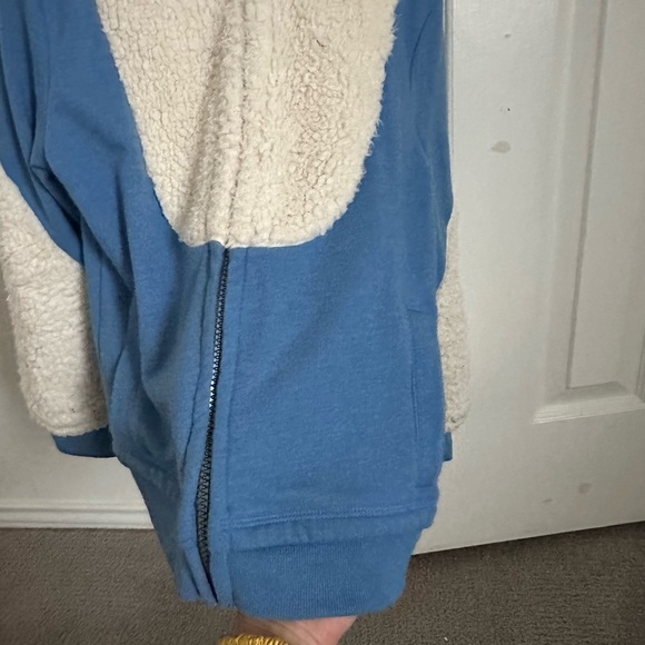Cat & Jack hoodie Sherpa sz 6-7 blue monster full zip up sweatshirt fall winter - Picture 6 of 14